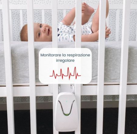 جهاز مراقبة الأطفال Babysense مع تنبيهات فورية لضيق التنفس، وإشعارات عدم انتظام التنفس، وشهادة طبية، وتغطية سرير كاملة مع مستشعرين