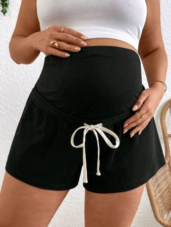شورت SHEIN للحوامل بمقاسات كبيرة مع عقدة فيونكة وخصر قابل للتعديل
