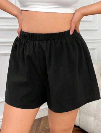 شورتات قصيرة صيفية كاجوال بلون واحد من SHEIN EZwear، 3 قطع/مجموعة، مقاس كبير