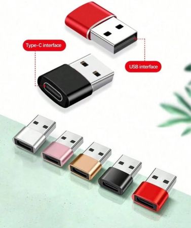 محول من نوع C إلى USB من سبيكة الألومنيوم عالي اللمعان قطعة واحدة، متوافق مع الهواتف الذكية والكمبيوتر والشواحن السيارية وكابلات البيانات PD والمحاور USB وشاحن السريع