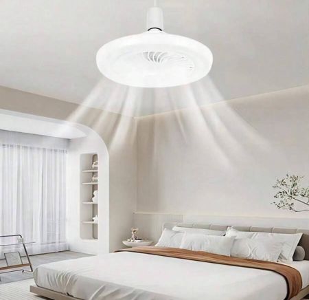 Ventilador de techo con luz LED, luz de techo E27 regulable con ventilador y control remoto, ventilador de luz blanca, adecuado para sala de estar, dormitorio, habitación infantil (30W)