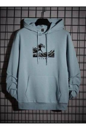 Hooded Sweatshirt Oversize Wave Printed 3 Thread Raised 100% Cotton