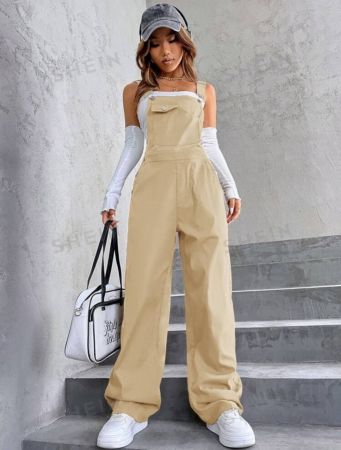 SHEIN MOOSTA Flap Pocket Overall Jumpsuit Without Tee