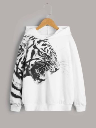 SHEIN Boys Tiger Print Hoodi