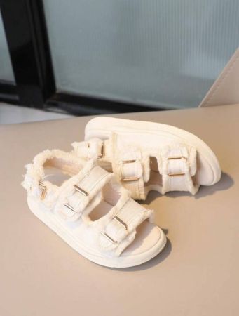 Girls Raw Trim Buckle Decor Comfortable Sport Sandals For Summer