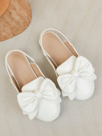 Preppy Slingback Flats Girls Bow Decor Flats