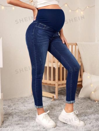 SHEIN Maternity High Waist Ripped Skinny Jeans