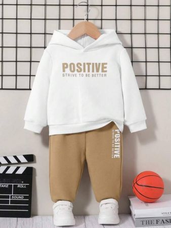 SHEIN Baby Boy Letter Graphic Hoodie & Sweatpants