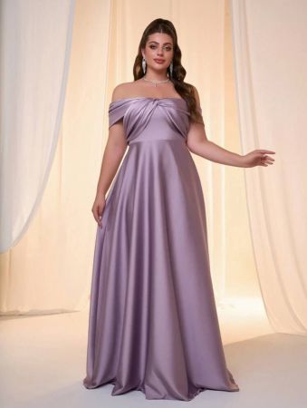 Asymmetrical Cross Halter Neck Satin Maxi Dress