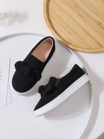 Girls' butterfly bow-embellished slip-on sneakers