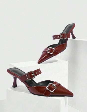 Cuccoo CUCCOO GRLICON 1 Pair Wine Red Pointed Toe Buckle Fashion High Heel Shoes, Suitable For Commute And Everyday Wear BURGUNDY Heels