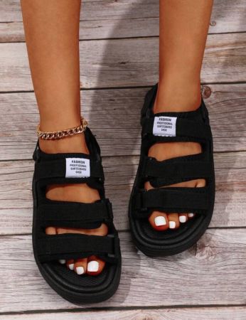 Letter Patch Decor Slingback Sport Sandals