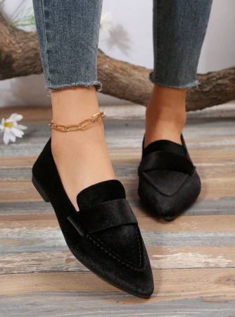 Women's Comfortable Black Loafers Flat Shoes, Versatile For Summer