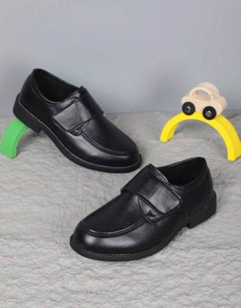 1 Pair Children Flat PU Leather Magic Tape Decor Suitable For All Seasons School Uniform Shoes, Formal Shoes, Performance Shoes