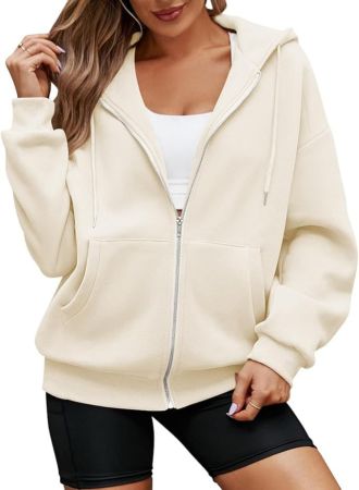 Sherosa Women's Zip Up Hooded Sweatshirt Casual Lightweight Jacket with Hood and Pockets