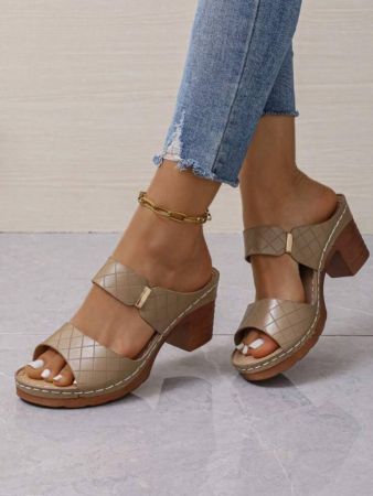 2024 Popular Stylish High Heel Sandals, New Style Matched With Skirt, Mid-Heel Wedge Platform Women's Summer Shoes Ideal For Beach Wear