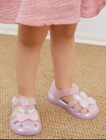 Cozy Pixies Fashionable Cute Princess Style Bow Knot & Crystal Decor Flat Sandals For Baby Girls