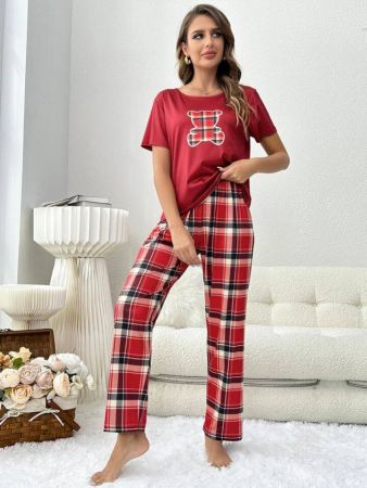 Plaid Print Pajama Set