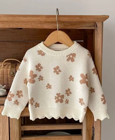 Baby Girls Floral Allover Print Knitted Sweater Top