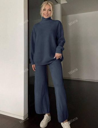 Turtleneck Drop Shoulder Sweater & Knit Pants