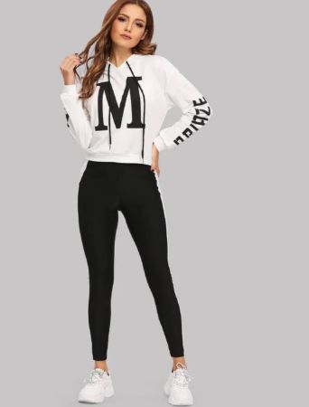 SHEIN Mulvari Letter Graphic Hoodie and Leggings Set