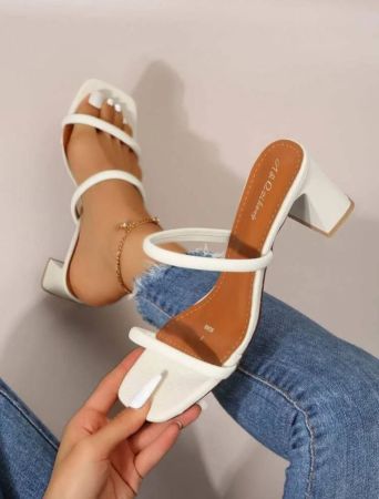 Women Minimalist Chunky Heeled Mule Sandals,