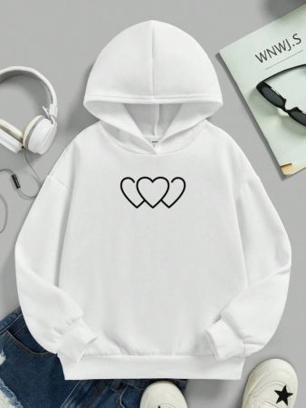 Teen Girl Heart Print Hoodie