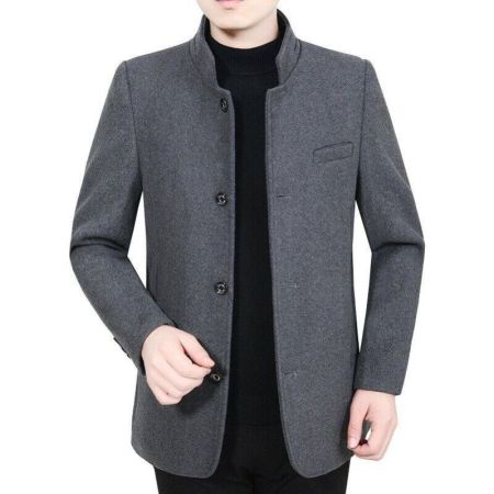 Men Warm Blazers Jackets Woolen Blends Business Suits Coats Male Slim Fit Blazers