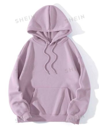 SHEIN EZwear UFO & Letter Graphic Drawstring Thermal Lined Hoodie