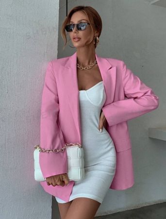 SHEIN BIZwear Open Front Flap Detail Blazer Workwear