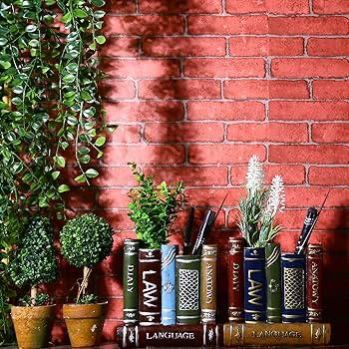 حامل أقلام كتب مزيف، منظم مكتب مزخرف، صندوق راتنج عتيق، حامل تخزين أقلام كتب، كتب كلاسيكية عتيقة مزيفة