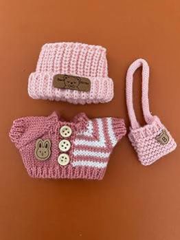 [ملابس وإكسسوارات فقط] زي لابوبو بطول 17 سم - سلاسل مفاتيح لابوبو من الجيل الأول والثاني، مشبك ملابس لابوبو، مجموعة سترات دمية إل بي بي، زي كاجوال قيم لدمية لابوبو