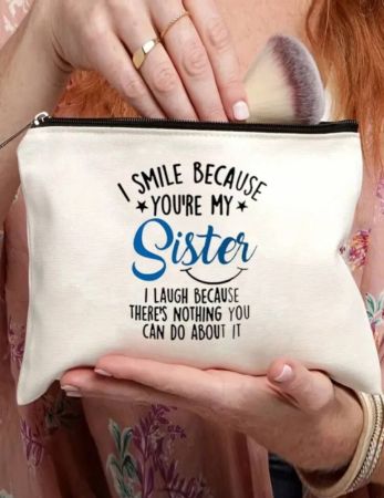 حقيبة مكياج من Pc I Smile Because You Are My Sister حقيبة مستحضرات تجميل حقيبة سفر بسحاب لمستلزمات العناية الشخصية، أفضل هدايا الأخت، هدايا للأخت من الأخت، لوازم مدرسية، حقيبة مكياج أساسية للسفر، حقيبة مكياج أساسية للعطلات، حقائب مكياج، حقيبة مكياج، منظم مكياج، عطلة شتاء 2024