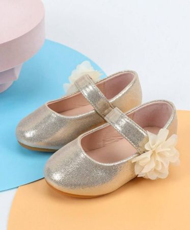 حذاء ماري جين مسطح ميتالك مزخرف بزهر مريح حفلة الى خارجي بنات