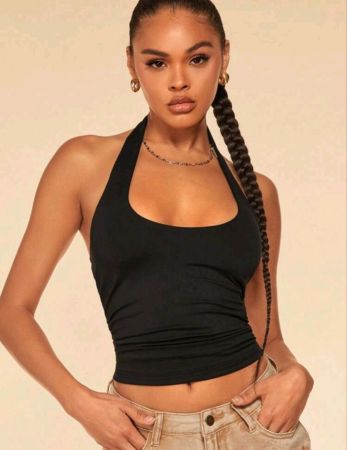 بلوزة نسائية محبوكة بلون واحد من SHEIN EZwear