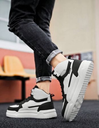 أحذية رياضية رجالية باللونين الأبيض والأسود، أحذية تزلج فريدة برباط، أحذية رياضية مريحة للزوجين لعيد الحب