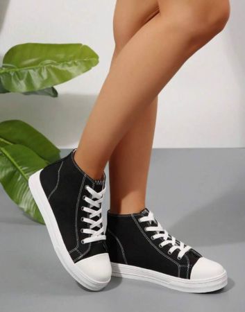 حذاء رياضي نسائي عصري من القماش الناعم والمريح برباط، مناسب لجميع المواسم