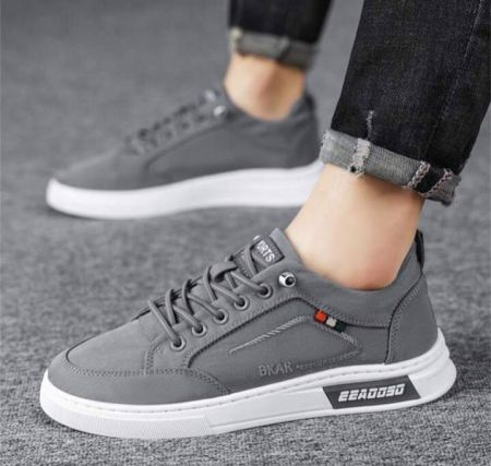 حذاء تزلج قماشي مانع للانزلاق، منخفض القطع، يسمح بمرور الهواء، مناسب للربيع والصيف، للرجال، حذاء مسطح كاجوال برباط، بلون سادة، مقاوم للتآكل، مناسب للطلاب والشباب