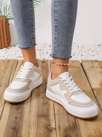 أحذية تزلج أنيقة بألوان متعددة مع رباط أمامي للنساء، أحذية رياضية كاجوال