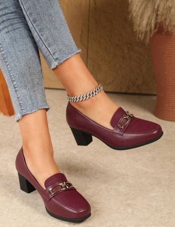 أحذية فستان كعب سميك أسود للسيدات، أحذية موضة أسلوب بريطاني أنيق برؤوس مربعة للعمل