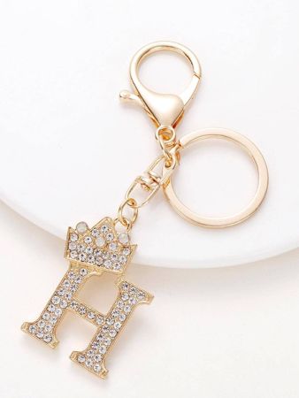 فاخر تاج حرف فلز حلقة مفاتيح موضة حجر الراين أولي سلاسل مفاتيح حقيبة معلق قلادة DIY اكسسوارات هدية عيد ميلاد