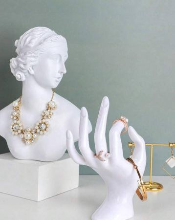 حامل مجوهرات على شكل يد من قطعة واحدة، رف عرض مجوهرات أبيض إبداعي للمنزل، هدية عيد الحب، السفر والانتعاش