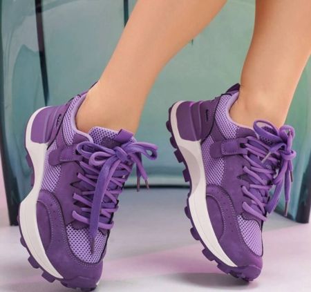 حذاء نسائي للمشي والتنس برباط بتصميم عادي وخفيف الوزن للجري والياقات الرياضية وتمارين اللياقة البدنية