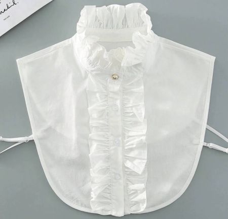 بلوزة بيضاء مطوية على الطراز الكوري من قطعة واحدة، بياقة واقفة، مناسبة للتجمعات غير الرسمية والمواعدة، مثالية لتزيين السترات والقمصان والبلوزات، إكسسوار أنيق للفستان لعيد الحب للنساء