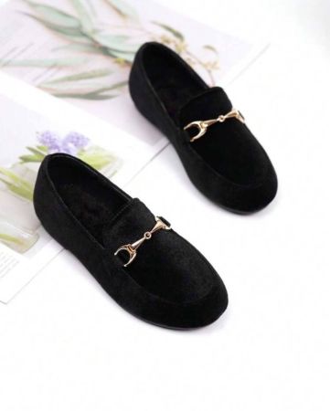 أحذية لوفر أطفال حرم الجامعة أسلوب ميتالك مشبك الموضة مبطن , خريف , للبنات