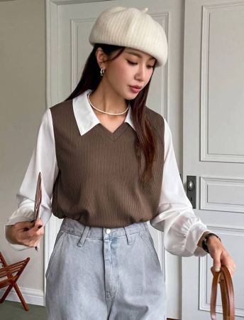 بلوزة DAZY الملونة بأكمام طويلة، كاجوال للعمل