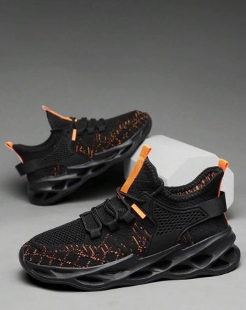 حذاء رياضي رجالي كاجوال محبوك قابل للتهوية للجري والمشي لمسافات طويلة، مناسب لجميع المواسم