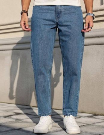 RivetRise بناطيل جينز بجيب وأزرار أمامية بسيطة للرجال ، ملابس كاجوال للاستخدام اليومي