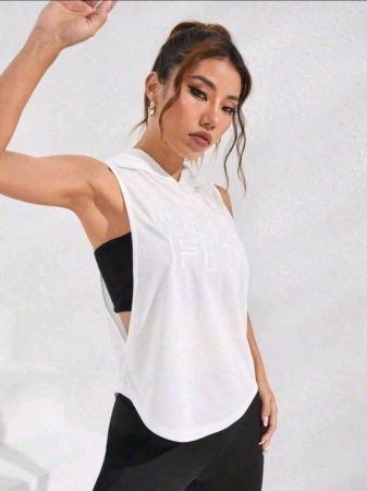 بلوزة رياضية بغطاء رأس وشعار جرافيكي من Streetz SHEIN Sport