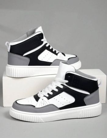 حذاء كاجوال رياضي للرجال مسطح الأحذية، حذاء تزلج مسطح مريح يومي خفيف الوزن ذو راحة عالية عالي الكاحل يربط بالشريط